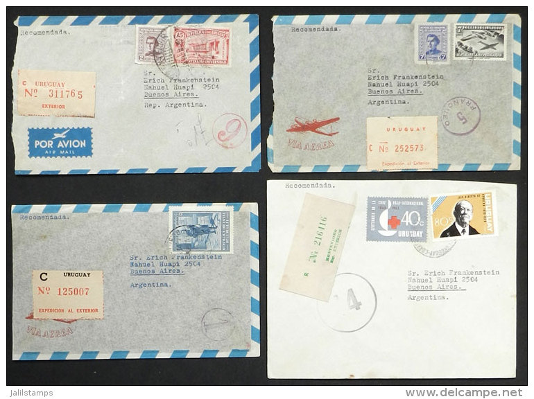 63 Covers With Interesting Postages Sent To Argentina, Very Fine General Quality, LOW START. Many Of The Covers... - Uruguay