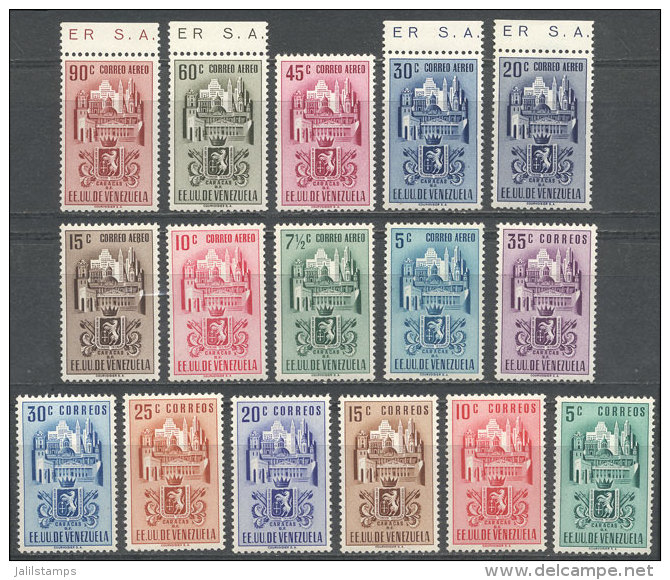 Yvert 322/325 + A.316/319A, 1951 Coat Of Arms Of Caracas, Cmpl. Set Of 16 Values, MNH, Excellent Quality (a Low... - Venezuela