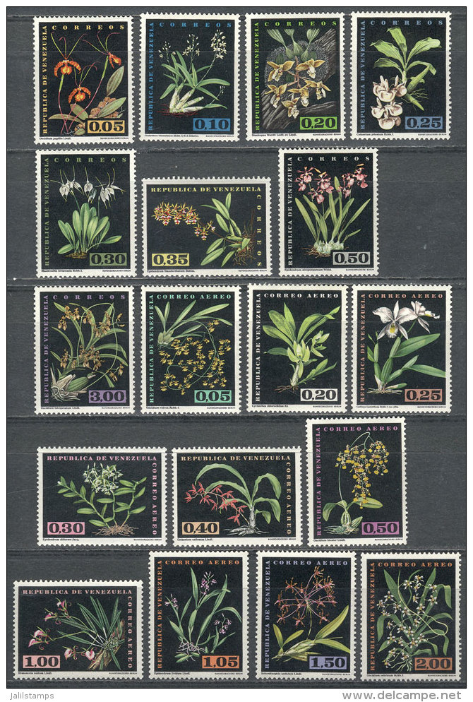 Yv.649/56 + A.755/64, 1962 Flowers (orchids), Cmpl. Set Of 18 Values, MNH, VF Quality! - Venezuela