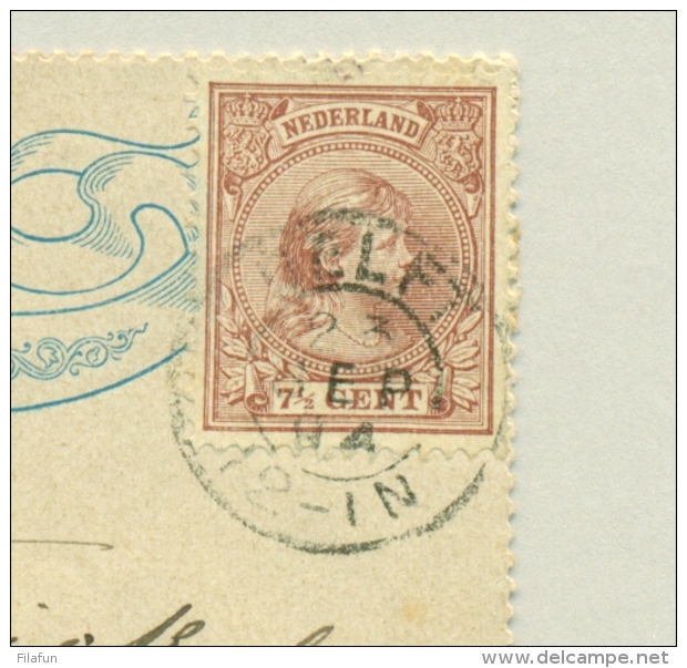 Nederland - 1894 - 7,5 Cent Hangend Haar Op Postblad Van Delft Naar Hagen / Duitsland - Briefe U. Dokumente