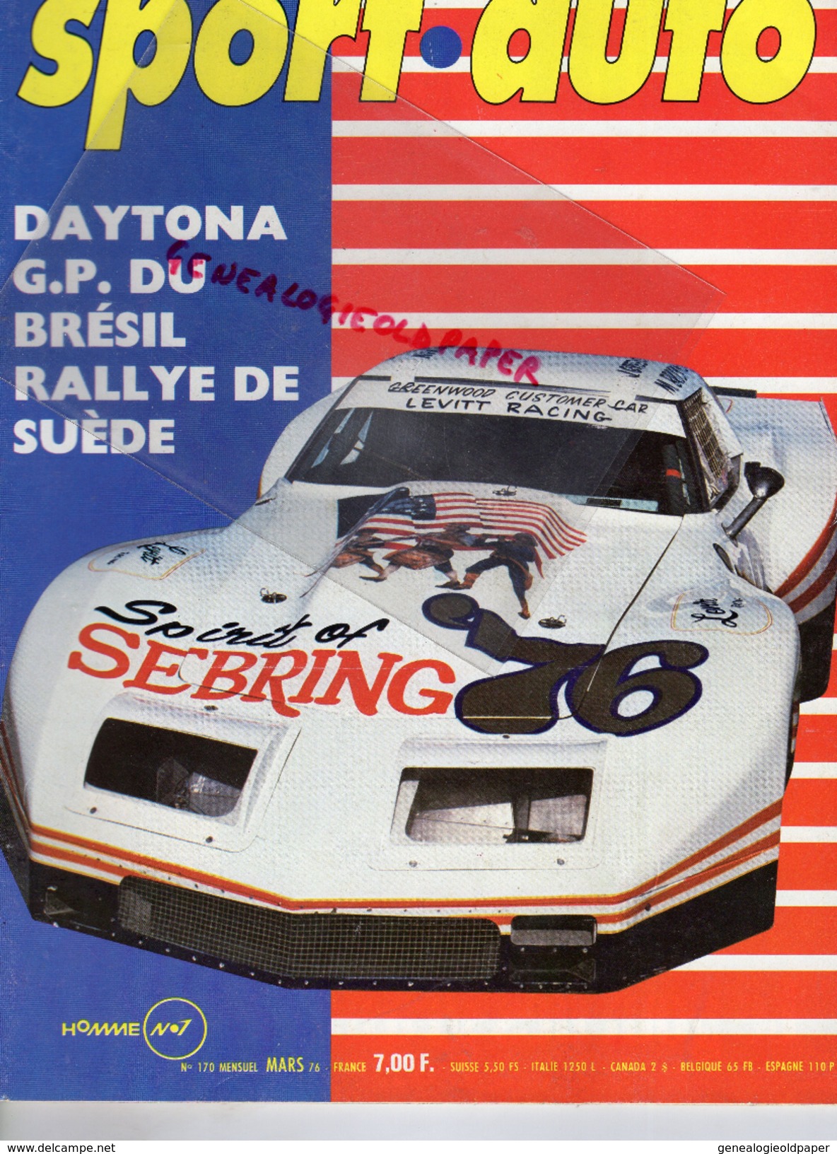 REVUE SPORT AUTO - VOITURE- MARS 1976- N° 170- DAYTONA-BRESIL-RALLYE SUEDE-BRIAN REDMAN-PORSCHE-BMW-LIGIER -BEGUIN - Auto