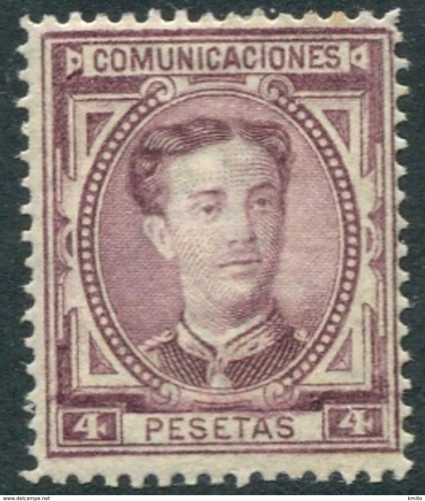 Ed 181*, Alfonso XII 1874 4 Pts Violeta Nuevo - Unused Stamps