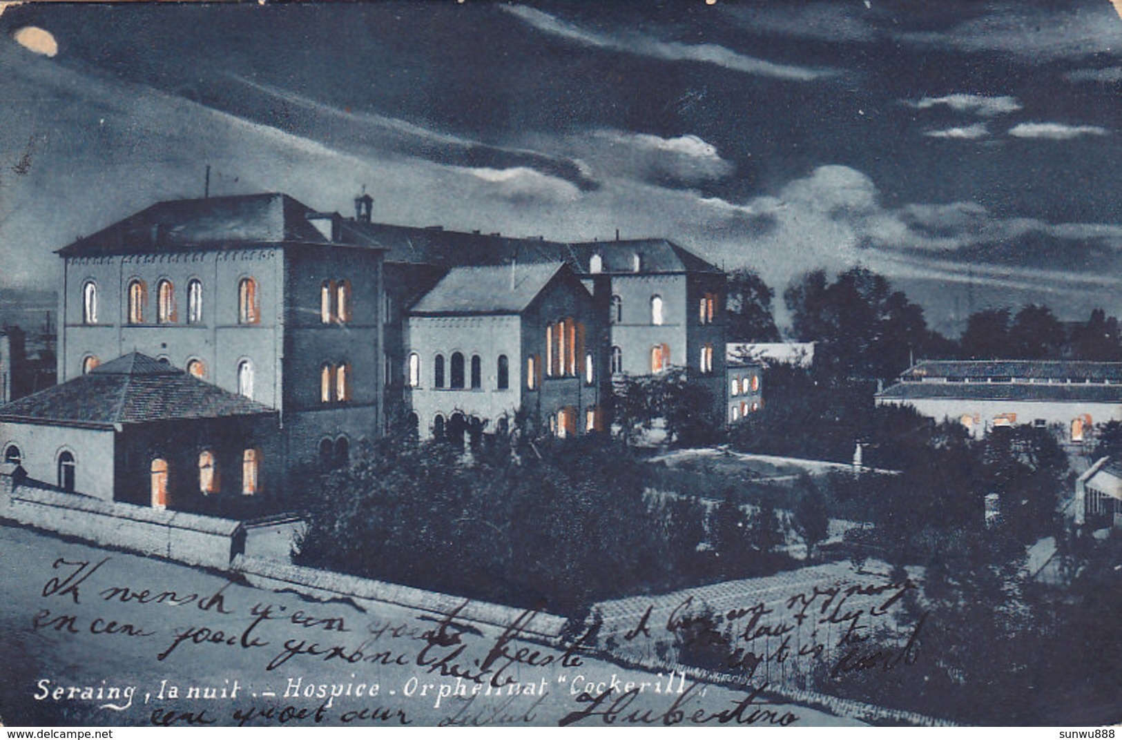 Seraing - La Nuit - Hospice - Orphelinat Cockerill (colorisée, Ed G. Lemaire-Lenoir, 1905) - Seraing