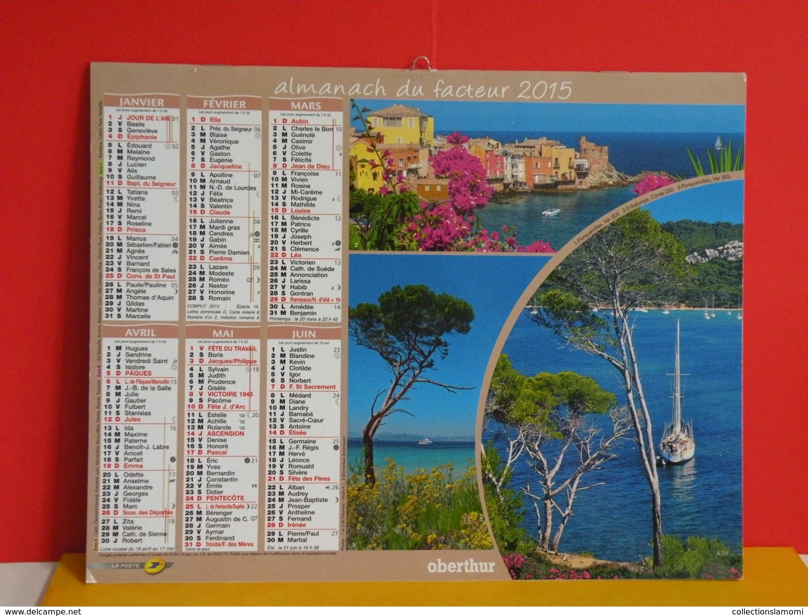 Calendrier Oberthur > Porquerolles,St Tropez 83,Calanque 13,Antibes 06 - Almanach Facteur 2015 Comme Neuf - Grand Format : 2001-...