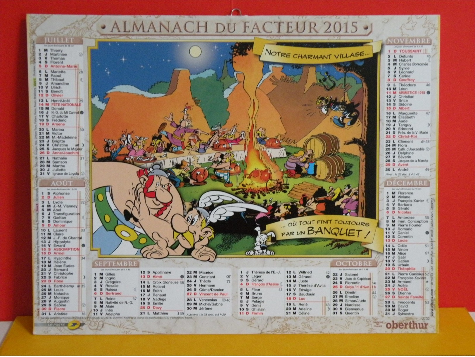 Calendrier Oberthur > Astérix Ces Amis Aux Banquet - Almanach Facteur 2015 Comme Neuf - Grand Format : 2001-...