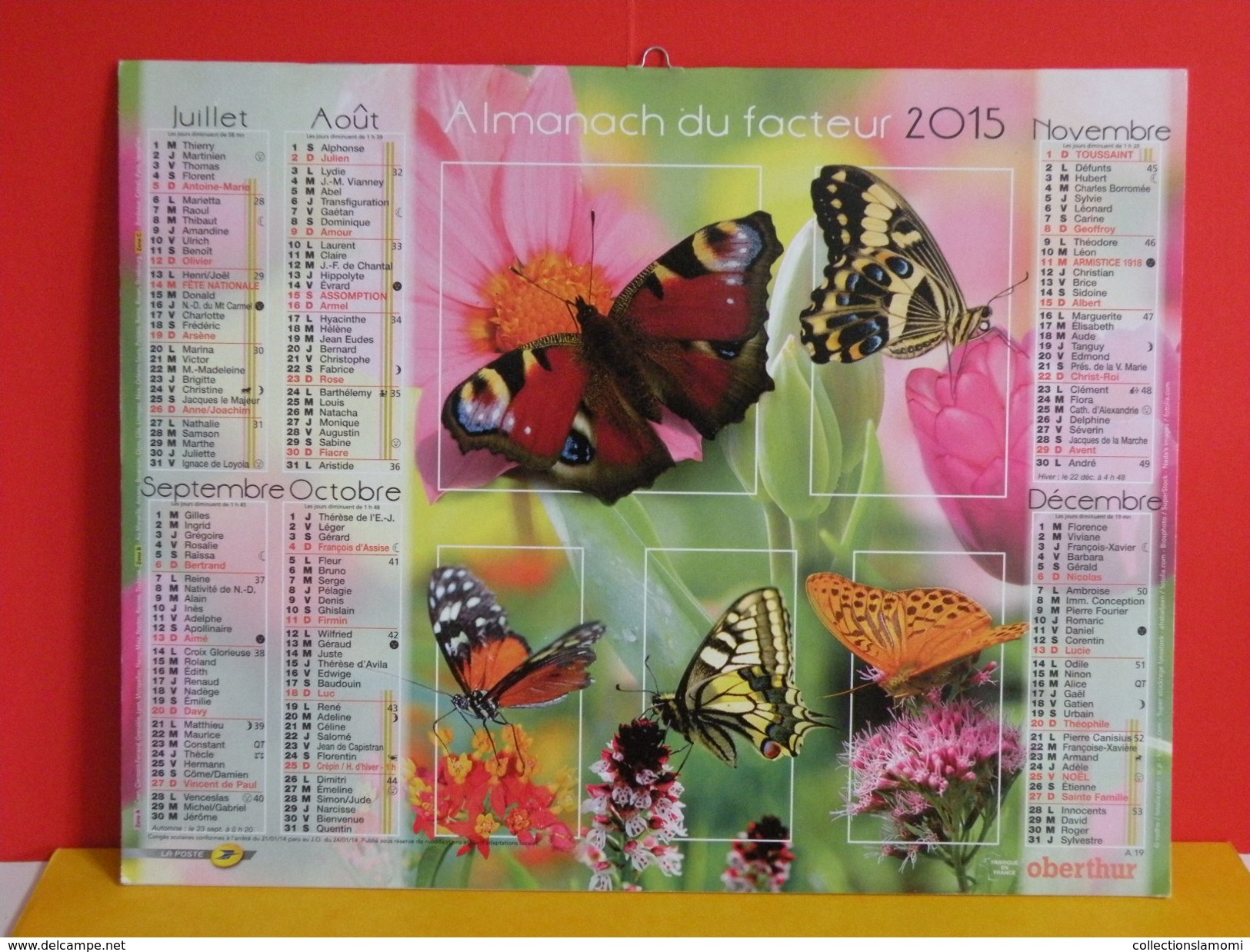 Calendrier Oberthur > Les Papillons - Almanach Facteur 2015 Comme Neuf - Grossformat : 2001-...