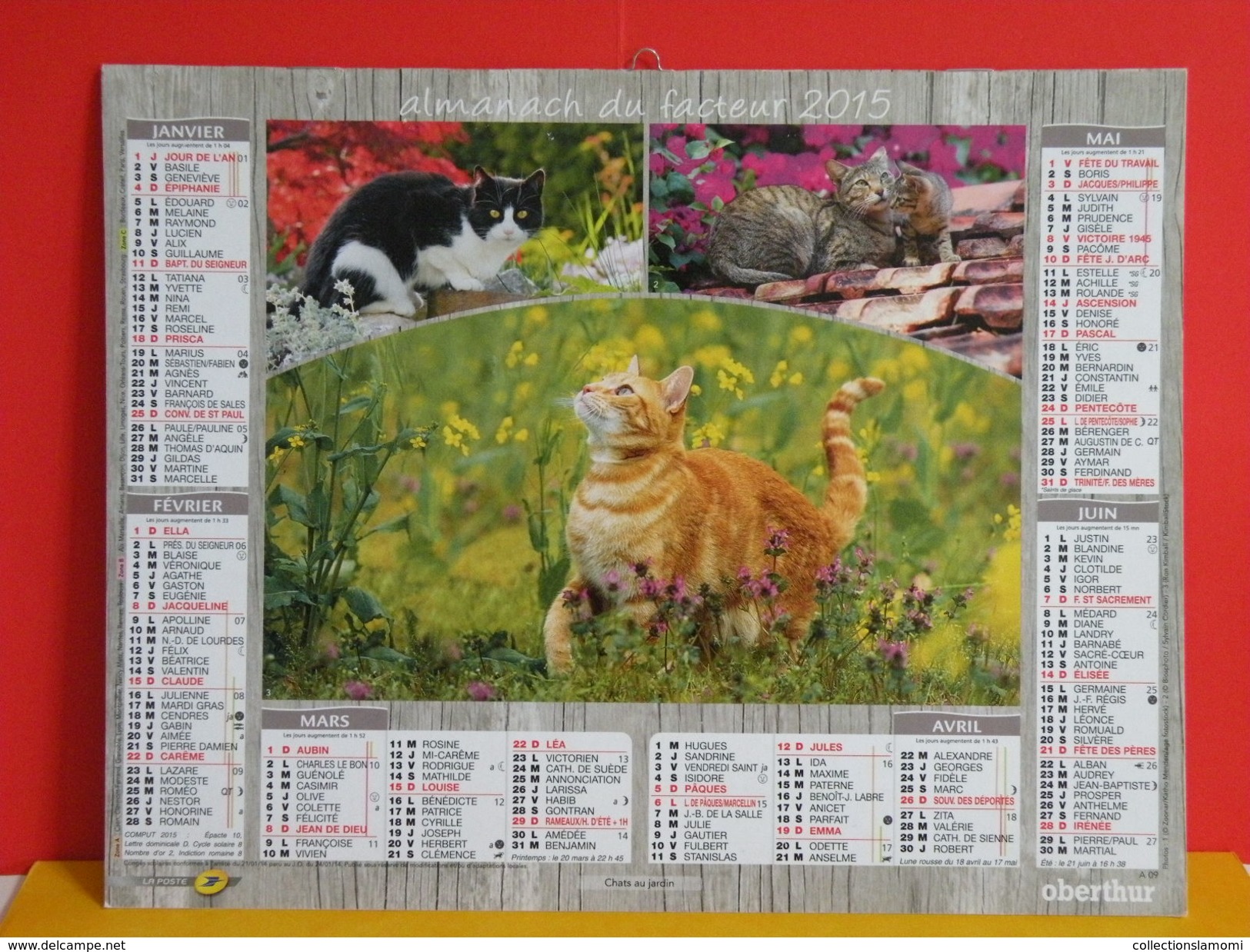 Calendrier Oberthur > Chats Au Jardin - Almanach Facteur 2015 Comme Neuf - Grand Format : 2001-...