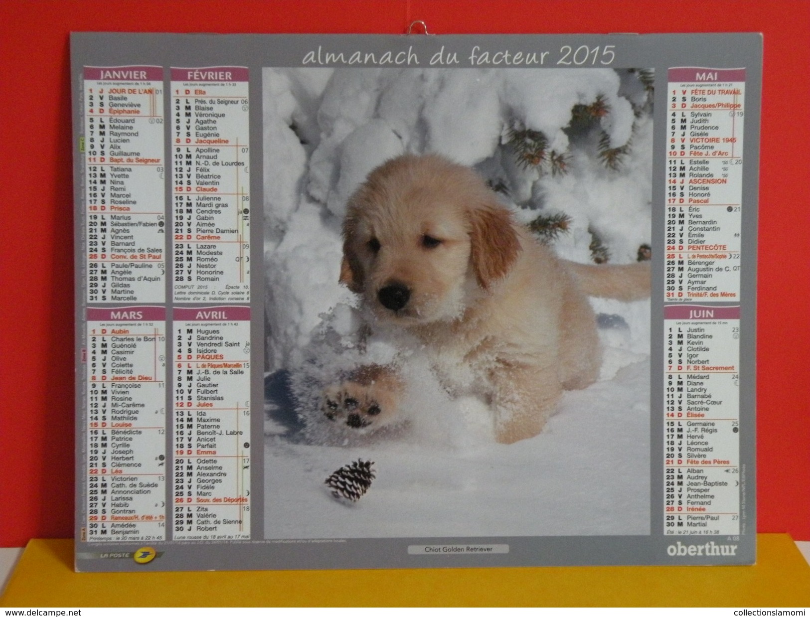 Calendrier Oberthur > Goldenretriever,Malamute D'Alaska - Almanach Facteur 2015 Comme Neuf - Grand Format : 2001-...