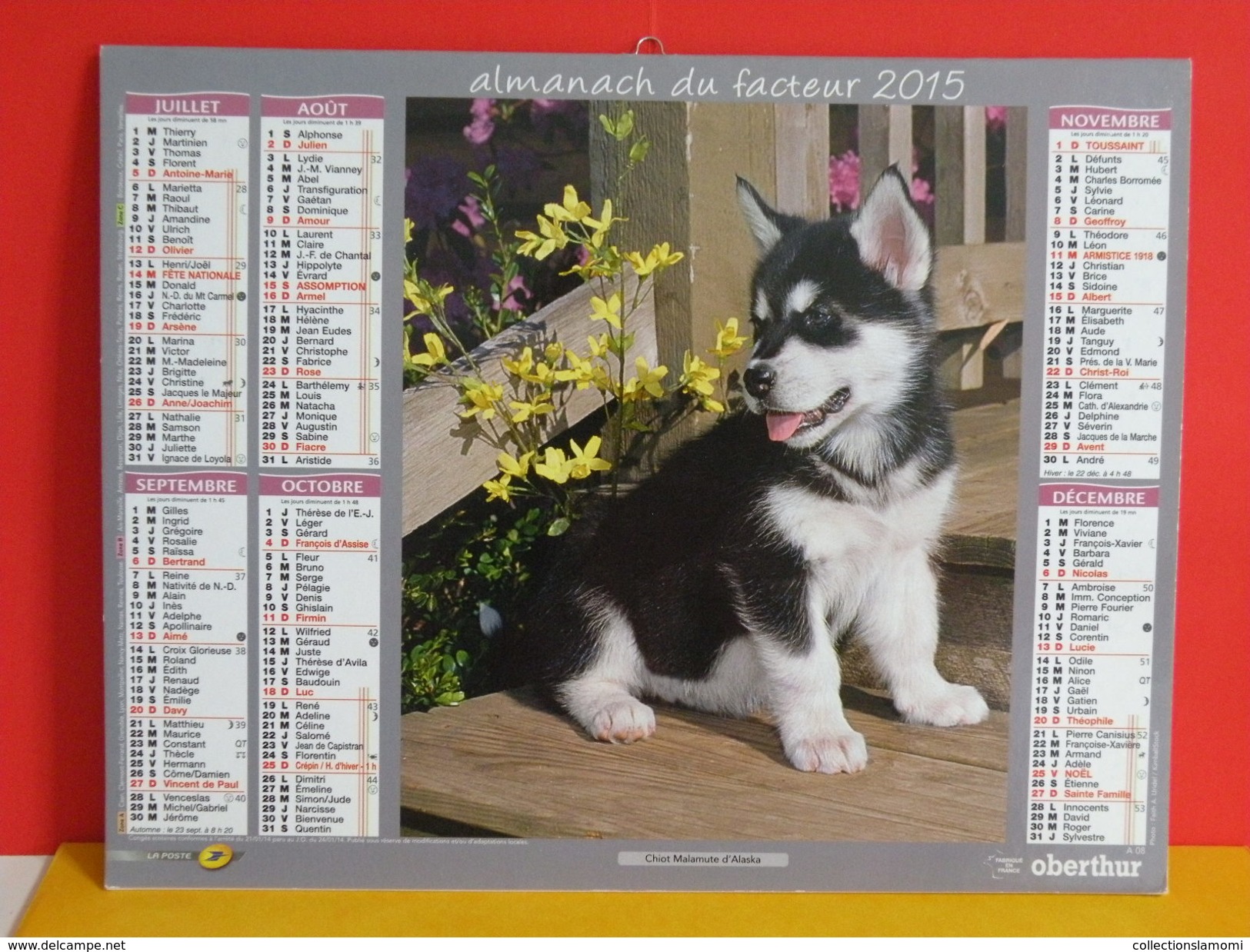 Calendrier Oberthur > Goldenretriever,Malamute D'Alaska - Almanach Facteur 2015 Comme Neuf - Grand Format : 2001-...