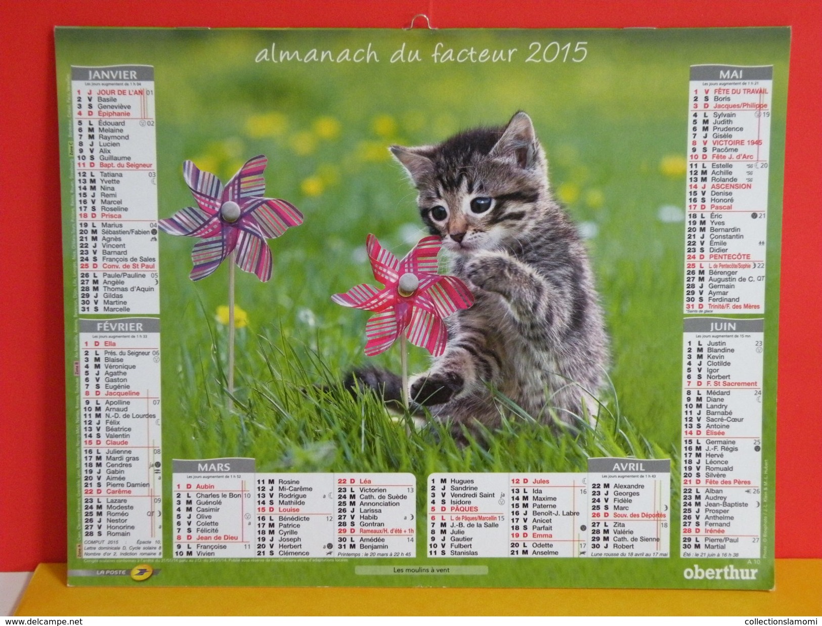 Calendrier Oberthur > Moulin à Vent, Le Panier De Chatons - Almanach Facteur 2015 Comme Neuf - Grand Format : 2001-...