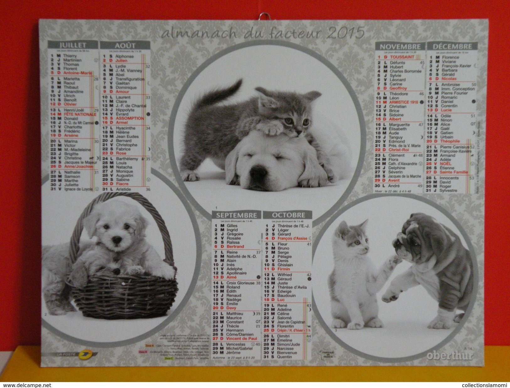 Calendrier Oberthur > Chatons - Chiot - Almanach Facteur 2015 Comme Neuf - Grand Format : 2001-...