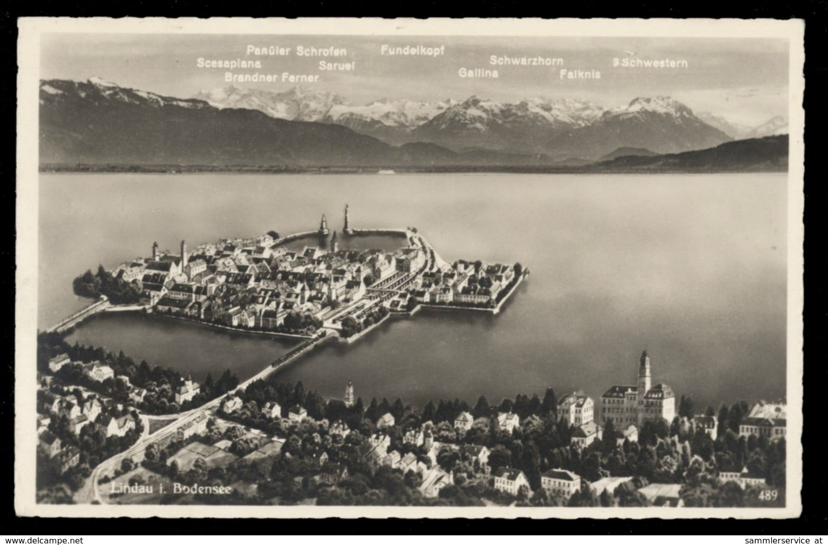 [020] Lindau Im Bodensee, Luftbild 1936, Hakenkreuz-Marke Reichsparteitag - Lindau A. Bodensee