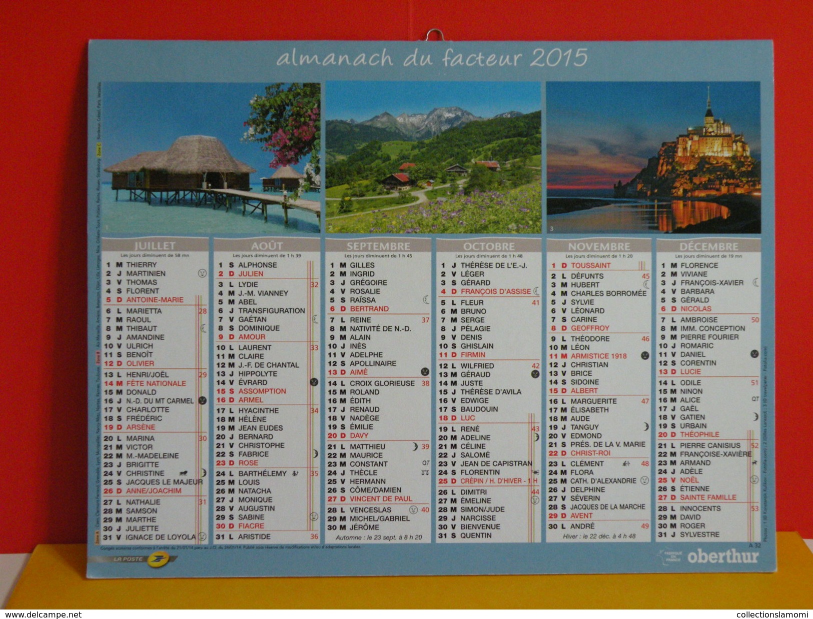 Calendrier Oberthur > Paysage De Mer Et Montagne - Almanach Facteur 2015 Comme Neuf - Grand Format : 2001-...