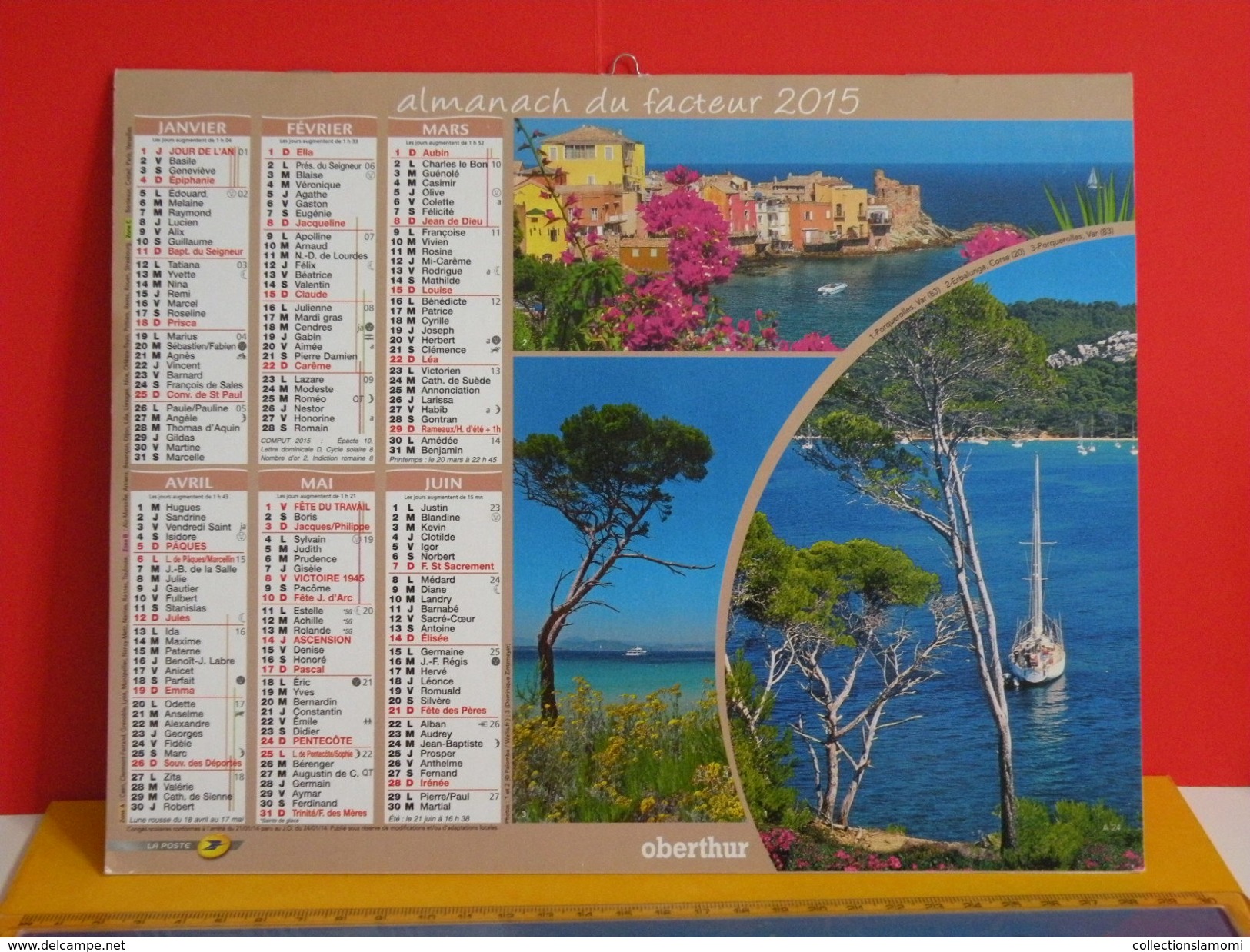 Calendrier Oberthur > Porquerolles, Erbalunga,St Tropez,Calanque D'EnVau - Almanach Facteur 2015 Comme Neuf - Big : 2001-...