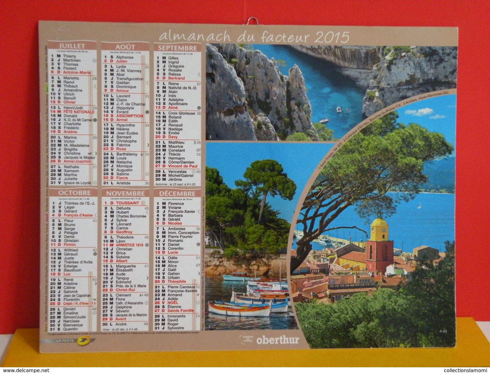 Calendrier Oberthur > Porquerolles, Erbalunga,St Tropez,Calanque D'EnVau - Almanach Facteur 2015 Comme Neuf - Big : 2001-...