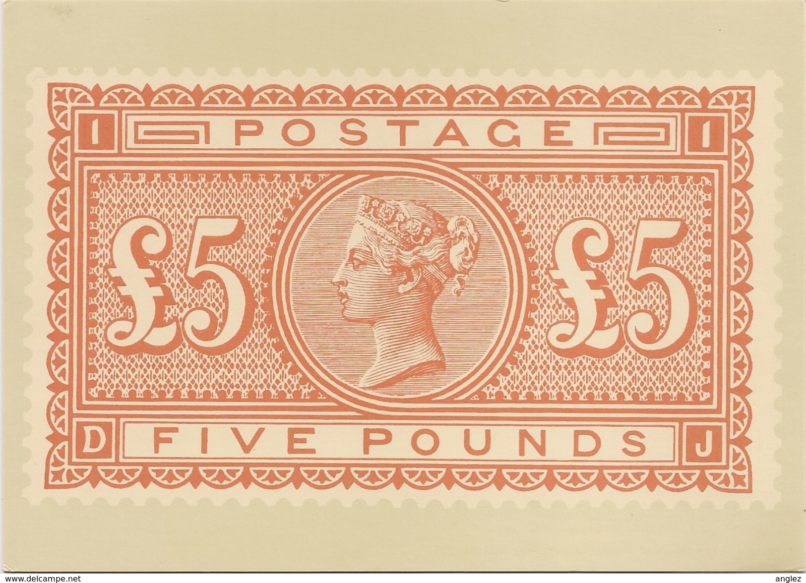 Great Britain: Postal Museum Card - QV £5 Orange Exhibition Card & Postmark 1982 - Timbres (représentations)