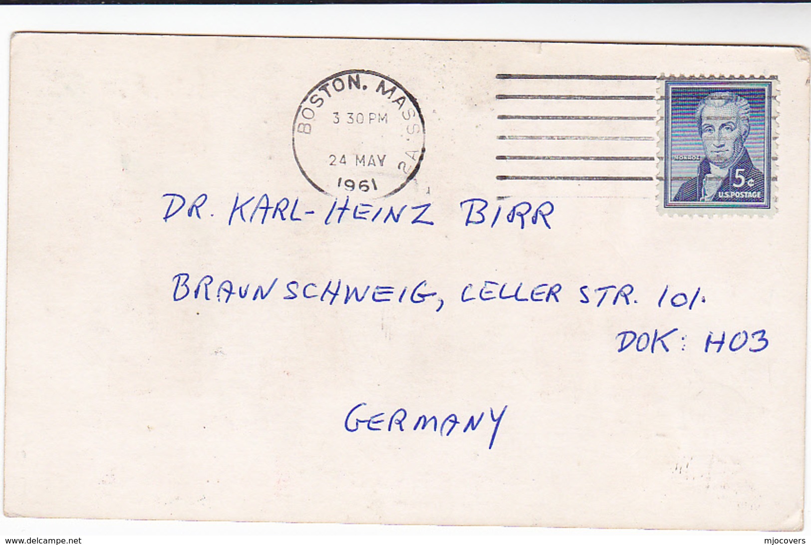 1961 QSL CARD WiZZ  Boston Massachusetts USA To Germany,  Stamps Cover Radio Card Postcard - Radio Amateur