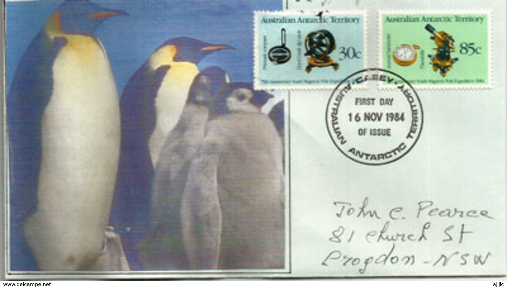 South Magnetic Pole Expedition (emperor Penguins), Canceled Casey Station,1984, Addressed To Australia - Lettres & Documents