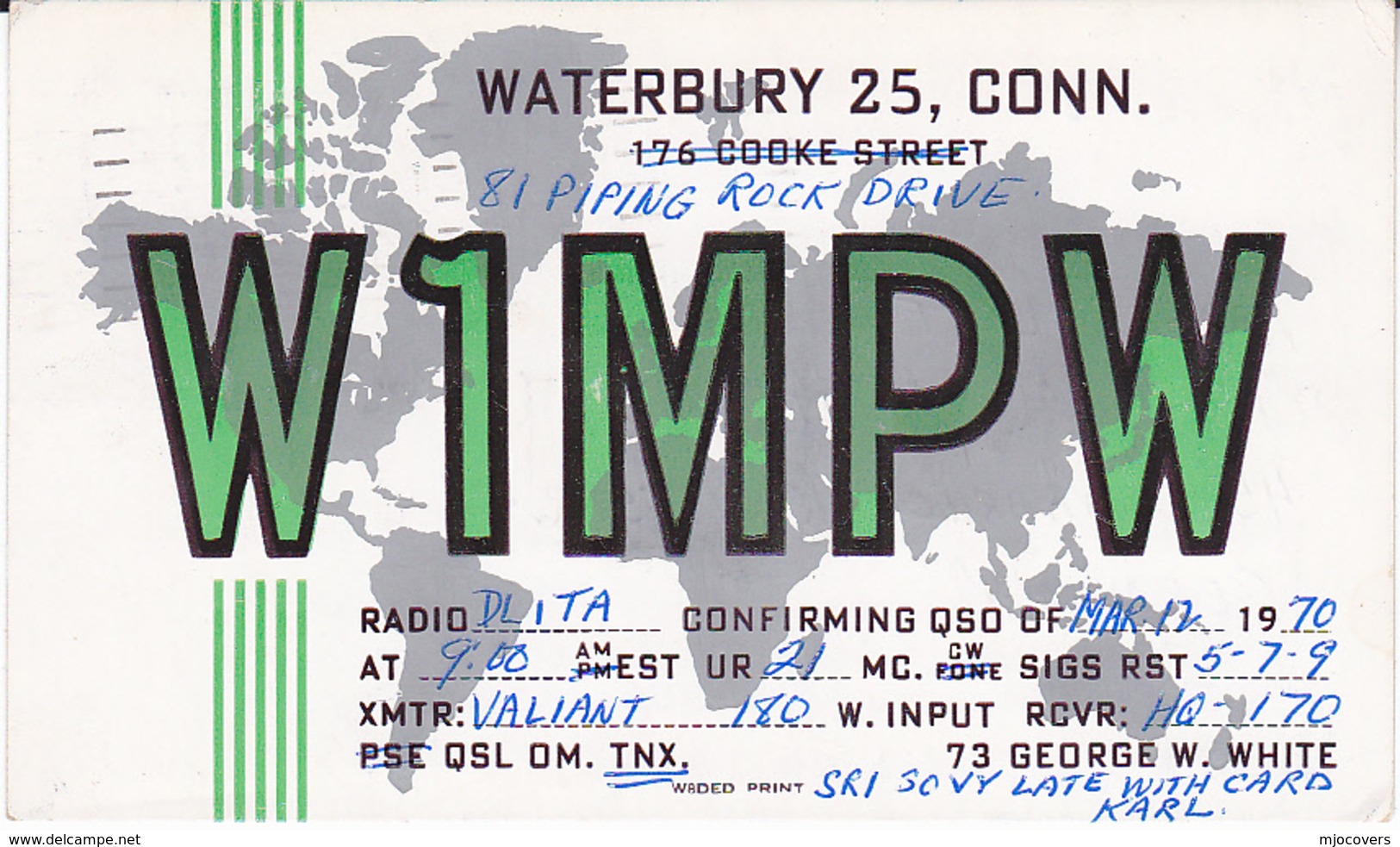 1970 Waterbury CONN USA QSL RADIO W1MPW Postcard EINSTEIN Stamps 'HELP RETARDED CHILDREN SLOGAN' Pmk Cover Card - Radio Amateur