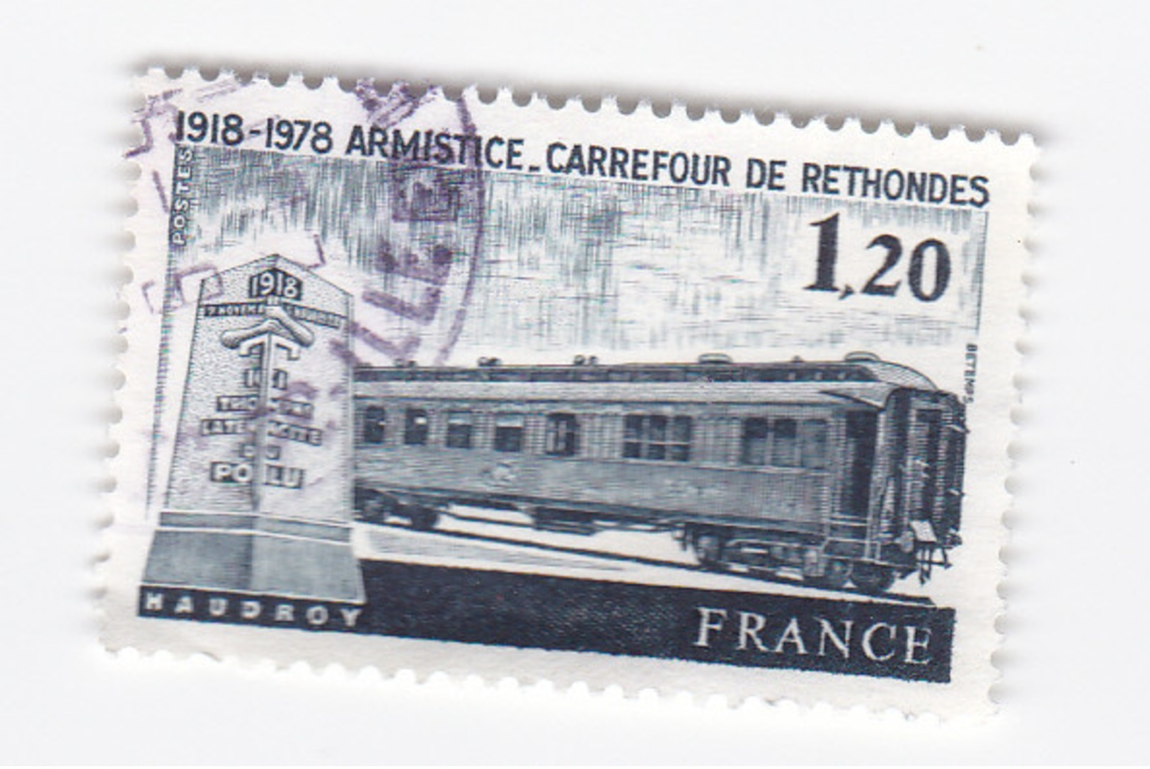 1,20 FRANC - 1918-1978 Armistice Carrefour De Lza RETHONDE - Gebruikt