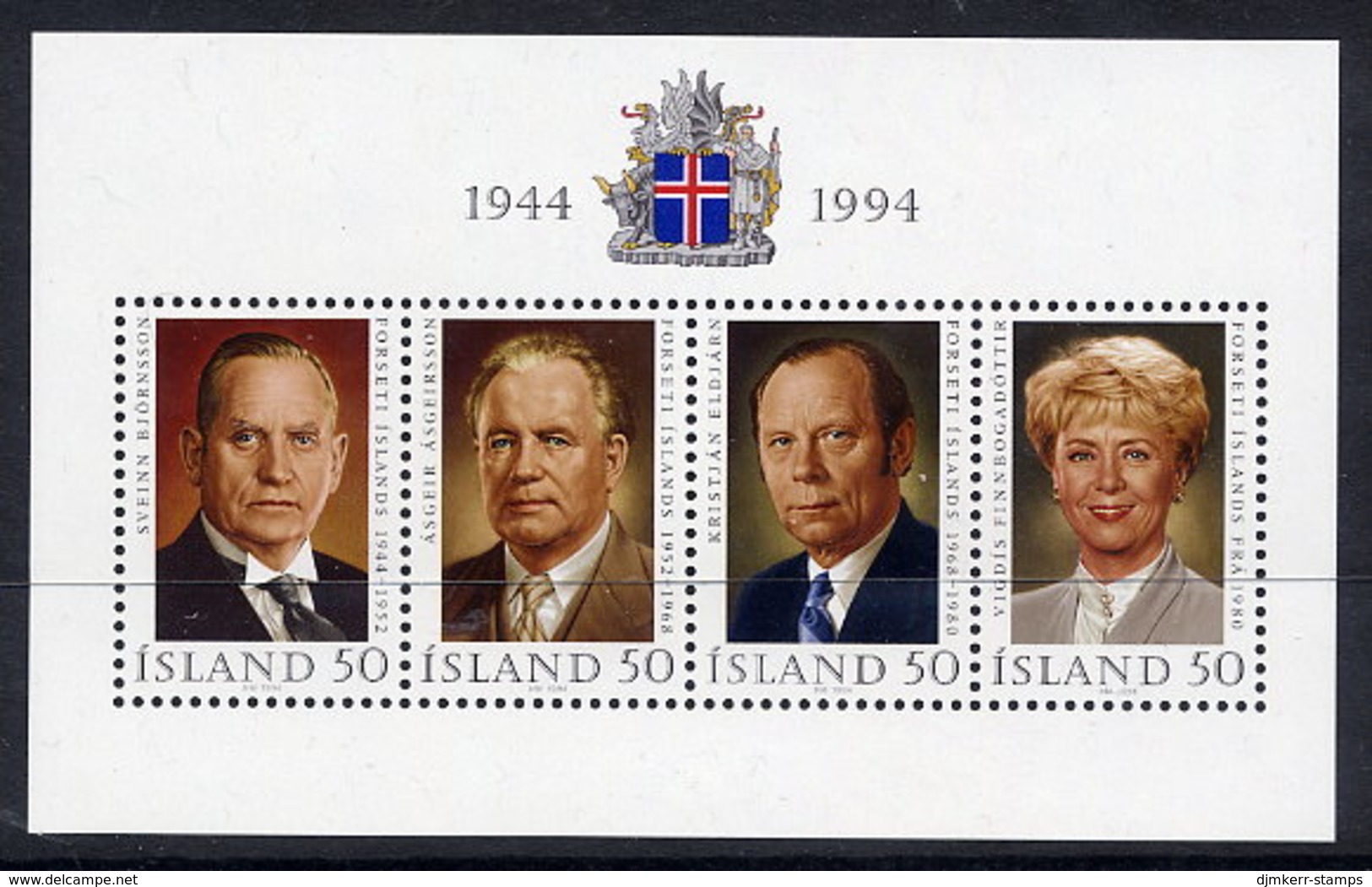 ICELAND 1994 50th Anniversary Of The Republic Block  MNH / **.  Michel Block 16 - Nuevos