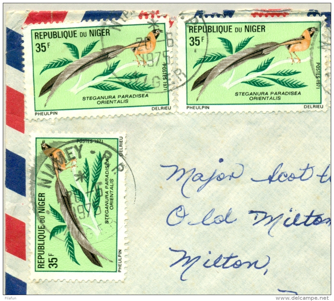 Republique Du Niger - 1975 - 5 Stamps On Cover From Niamey To New Hampshire / USA - Birds - Niger (1960-...)