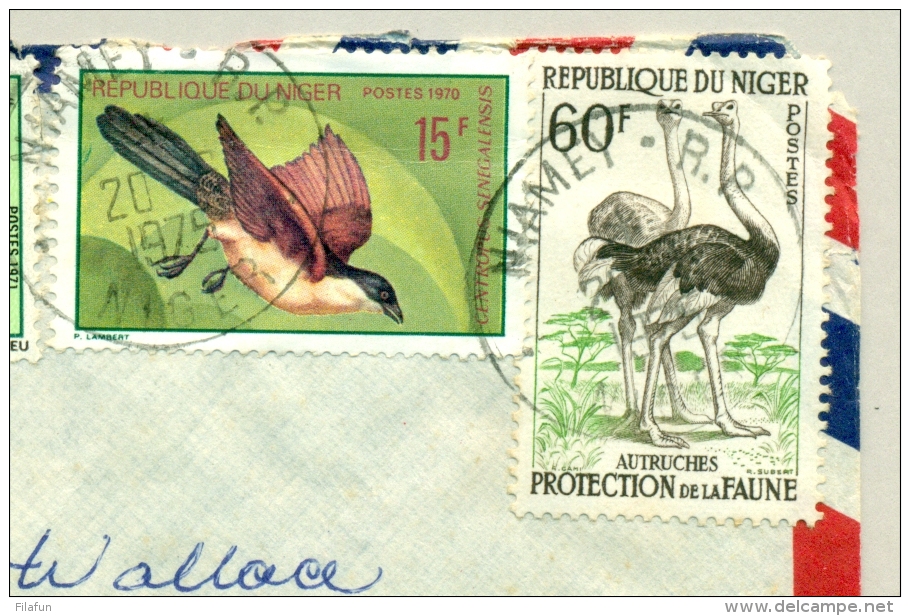 Republique Du Niger - 1975 - 5 Stamps On Cover From Niamey To New Hampshire / USA - Birds - Niger (1960-...)