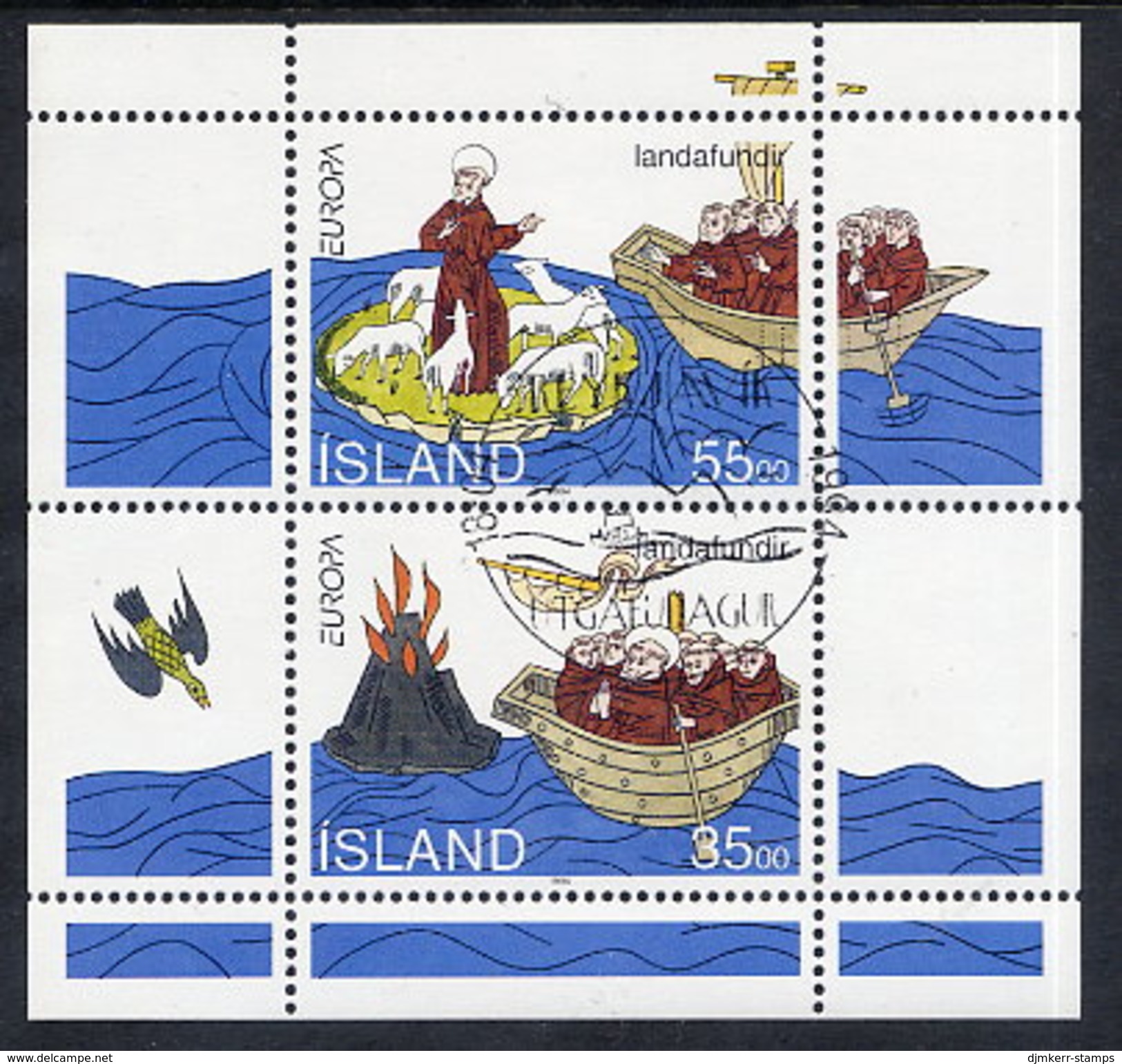 ICELAND 1994 Europa: Discovery Of Iceland Block  Cancelled.  Michel Block 15 - Blocs-feuillets