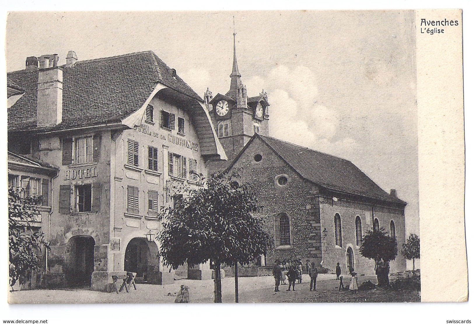 AVENCHES: Hotel De La Couronne Animée ~1900 - Avenches