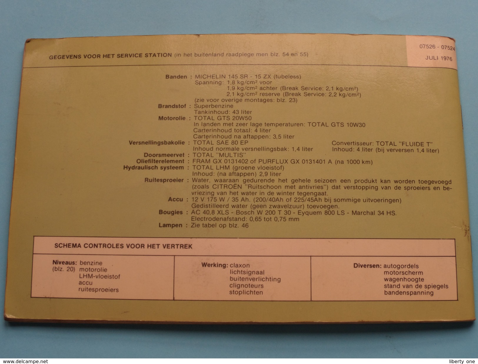 CITROËN GS Notice Mode D'Emploi / Instructieboekje / Handleiding 1976 ( NEDERLANDS - Zie Foto´s ) ! - Voitures