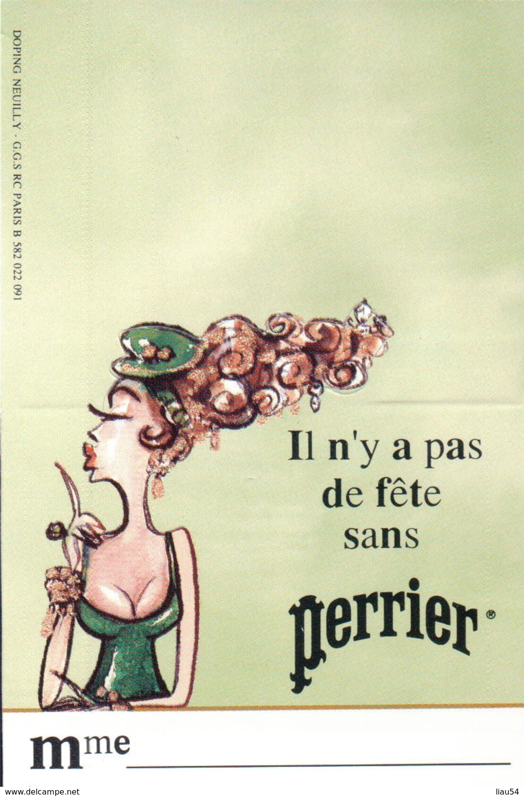 Porte-nom De Table PERRIER Mr Et Mme - Perrier