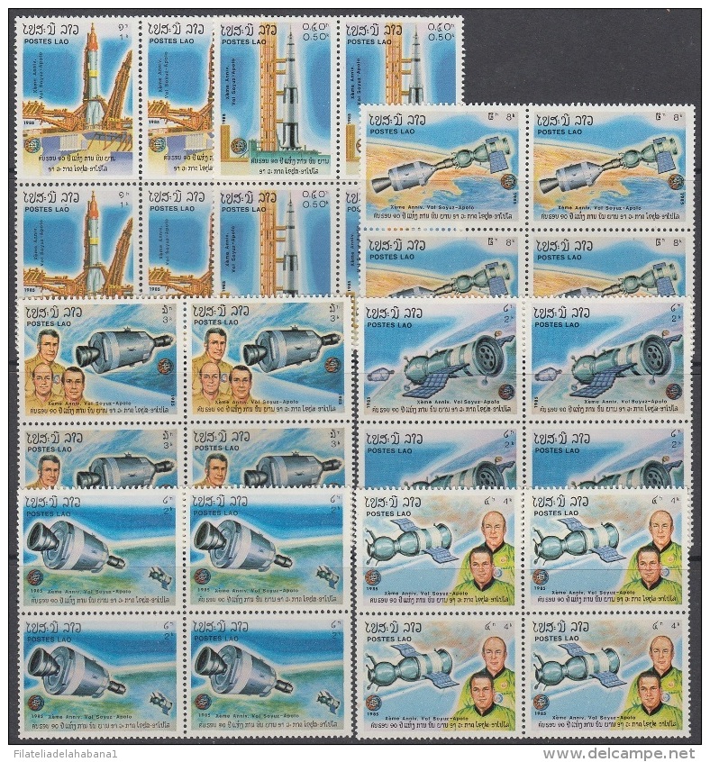 F-EX3375 LAO LAOS 1985 MNH COSMOS ASTRONAUTICA ASTRONAUTICS. BLOCK 4. - Laos