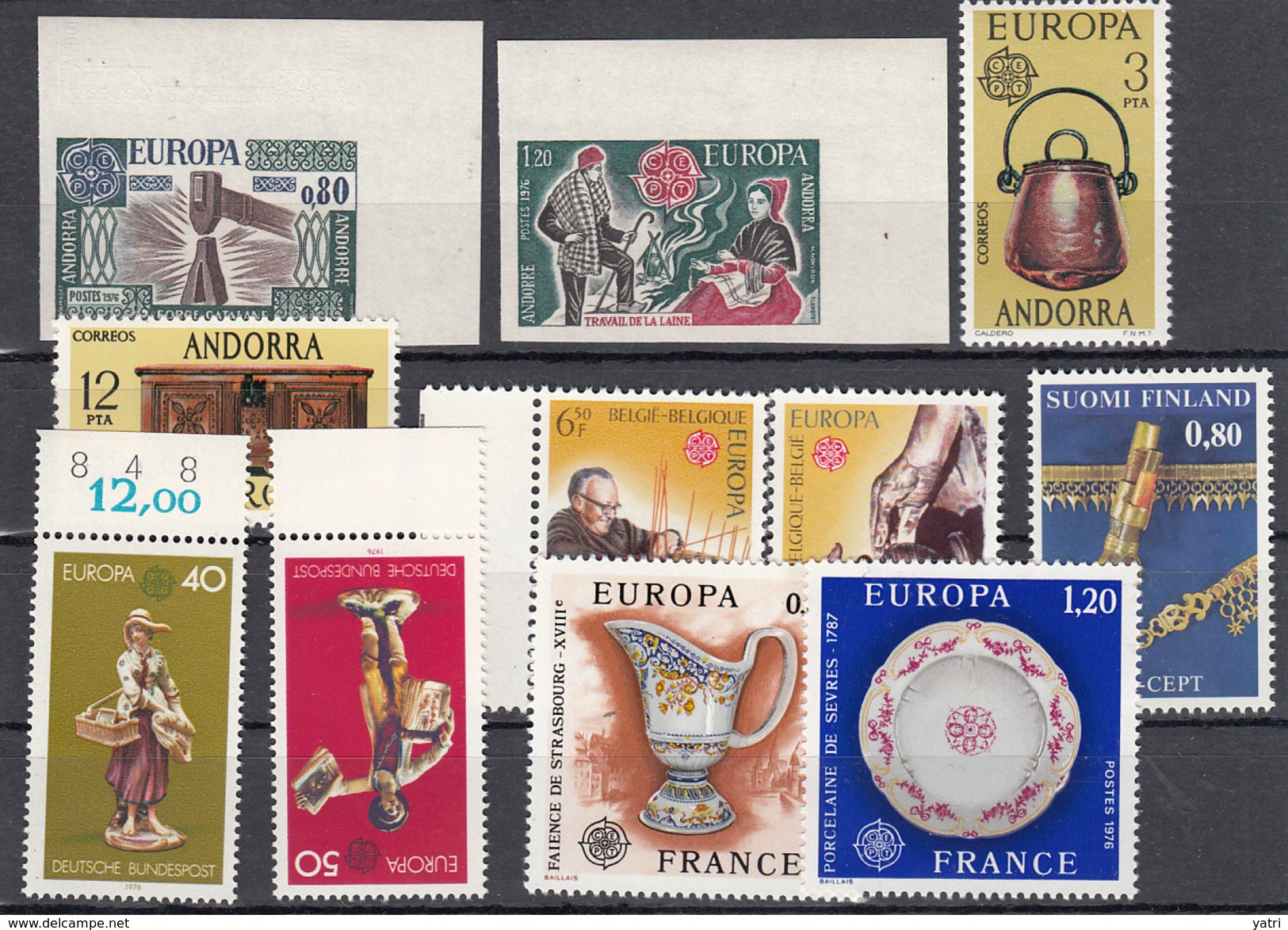 Europa Cept (1976) Annata Quasi Completa ** MNH (manca Guernsey) - Andorra Fr. Non Dentellati - Années Complètes