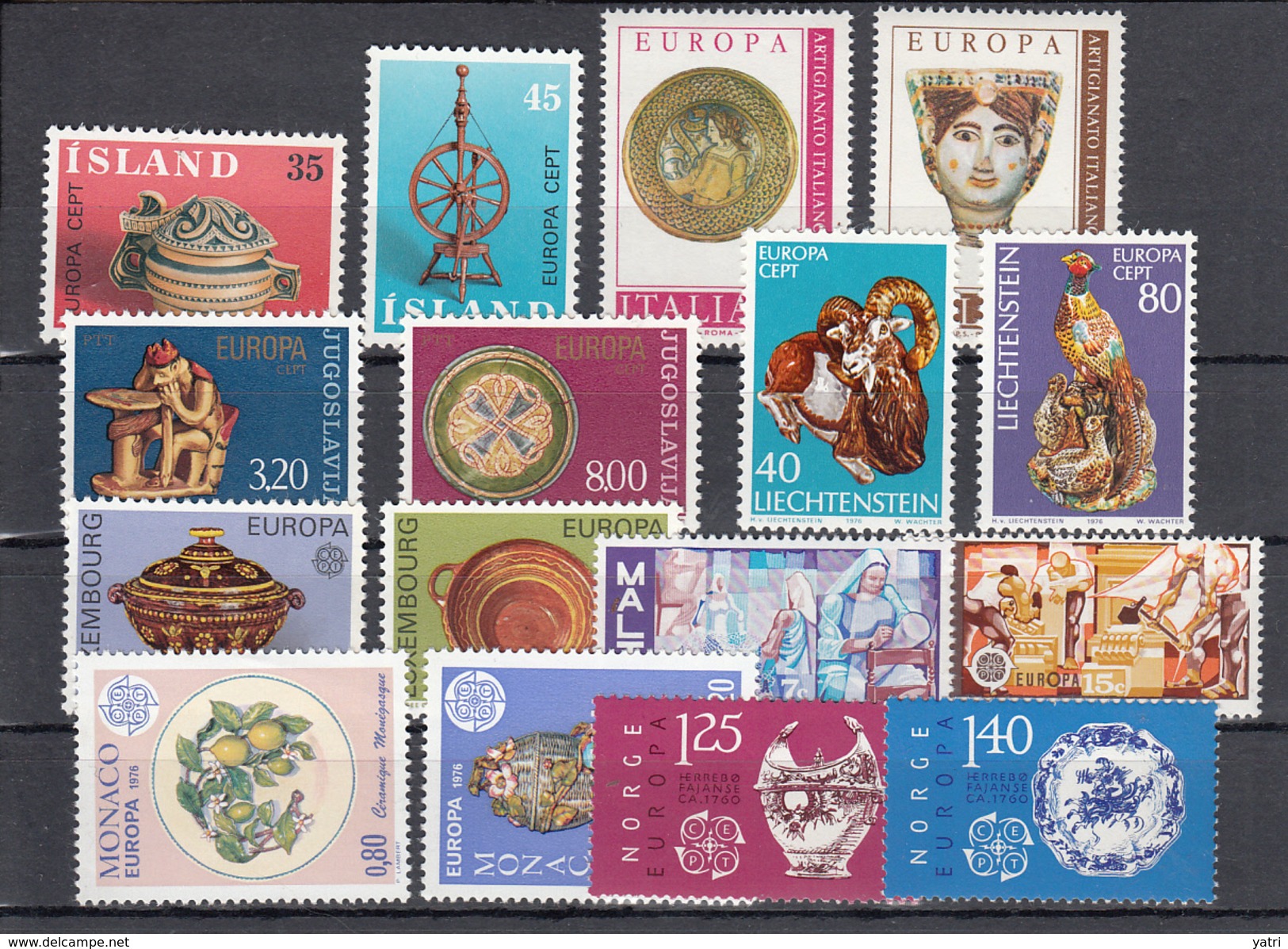 Europa Cept (1976) Annata Quasi Completa ** MNH (manca Guernsey) - Andorra Fr. Non Dentellati - Full Years