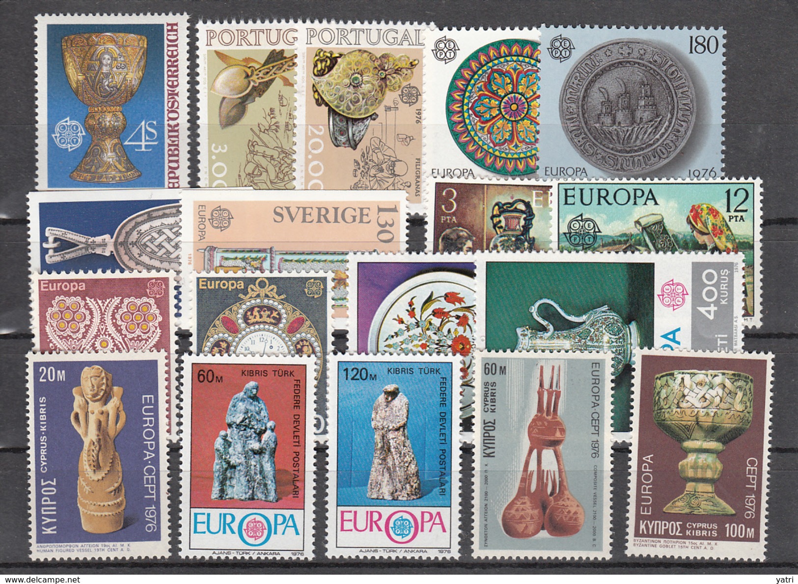 Europa Cept (1976) Annata Quasi Completa ** MNH (manca Guernsey) - Andorra Fr. Non Dentellati - Volledig Jaar