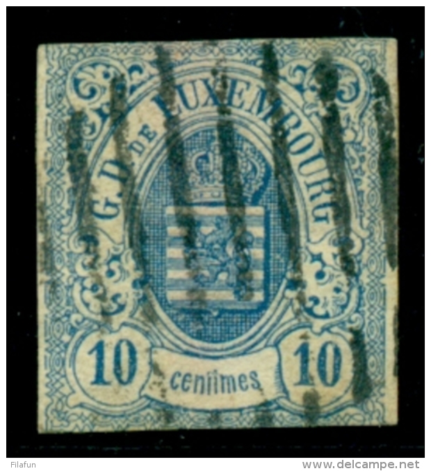 Luxembourg - 1861 - 10c Wapen Blue, Used, Short - 1859-1880 Wapenschild