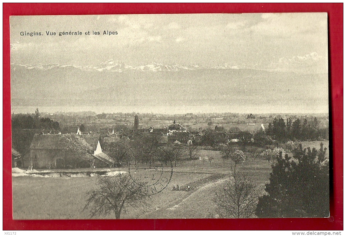 PRI-07  Gingins  Vue Générale Et Les Alpes. Circulé - Gingins