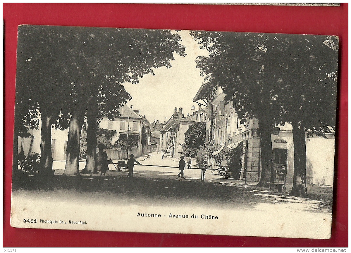 PRI-27  Aubonne  Avenue Du Chêne, ANIME. Phototypie 4451. Cachets 1908 - Aubonne