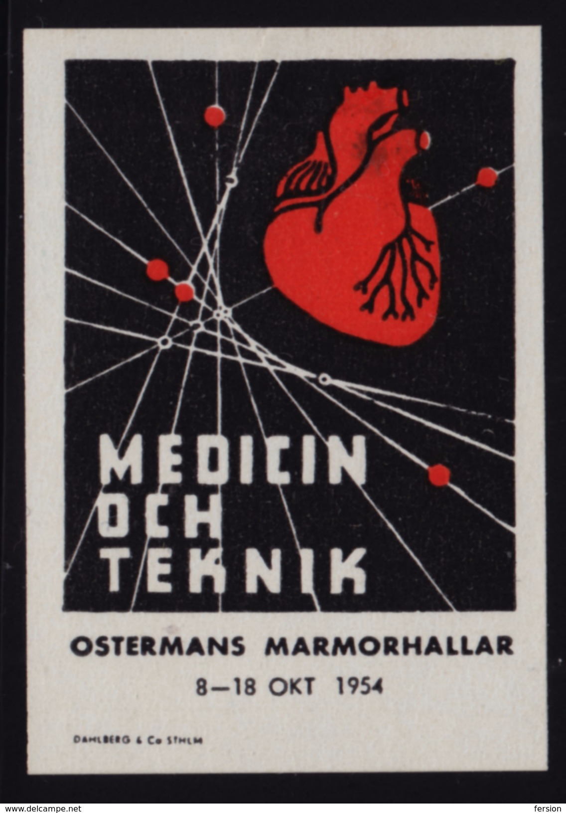 HEART Medicine Exposition - 1954 Sweden - Ostermans Marmorhallar - Trade Fair - LABEL / CINDERELLA / VIGNETTE - MH - Medicina