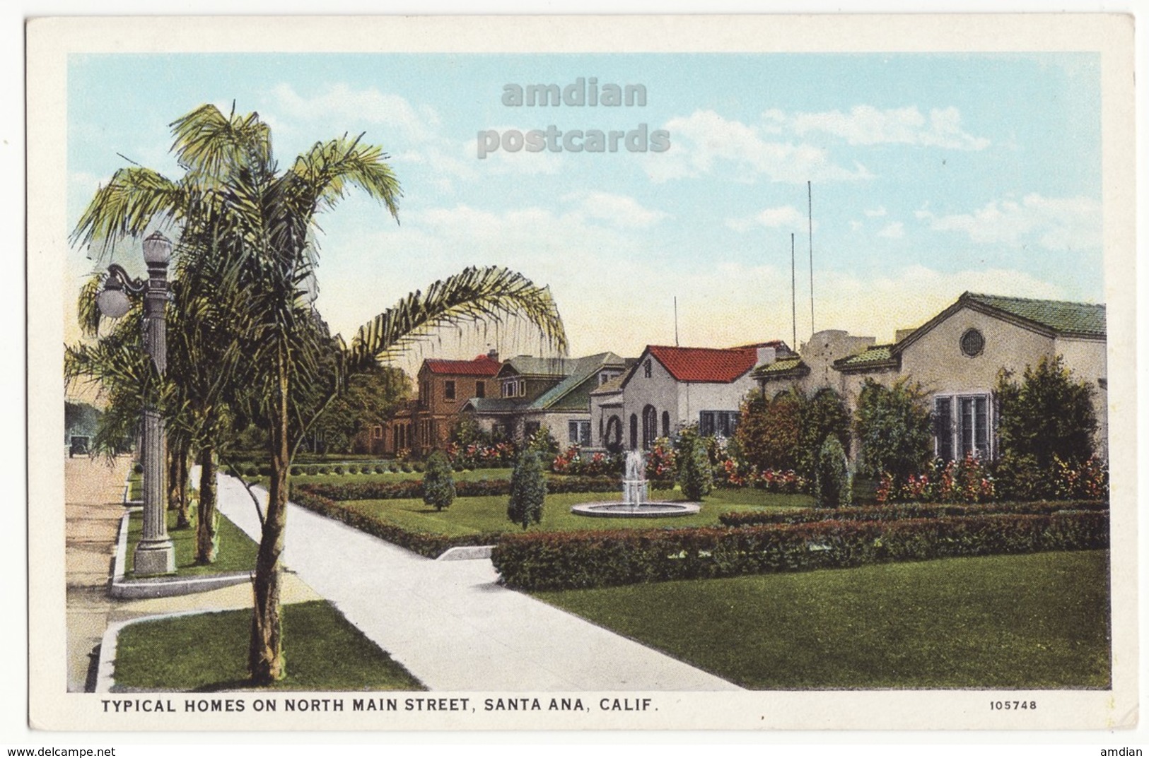 SANTA ANA CA Typical Homes On North Main Street View C1910s Vintage California Postcard [8913] - Santa Ana