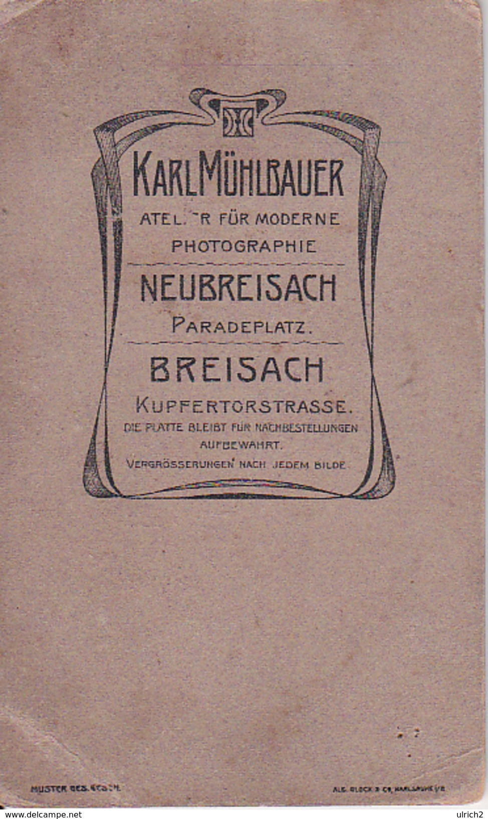 CDV Foto Deutscher Soldat Mit Bajonett - Atelier Mühlbauer, Neubreisach Breisach - Ca. 1900 - 8,5*5,5cm (26693) - War, Military