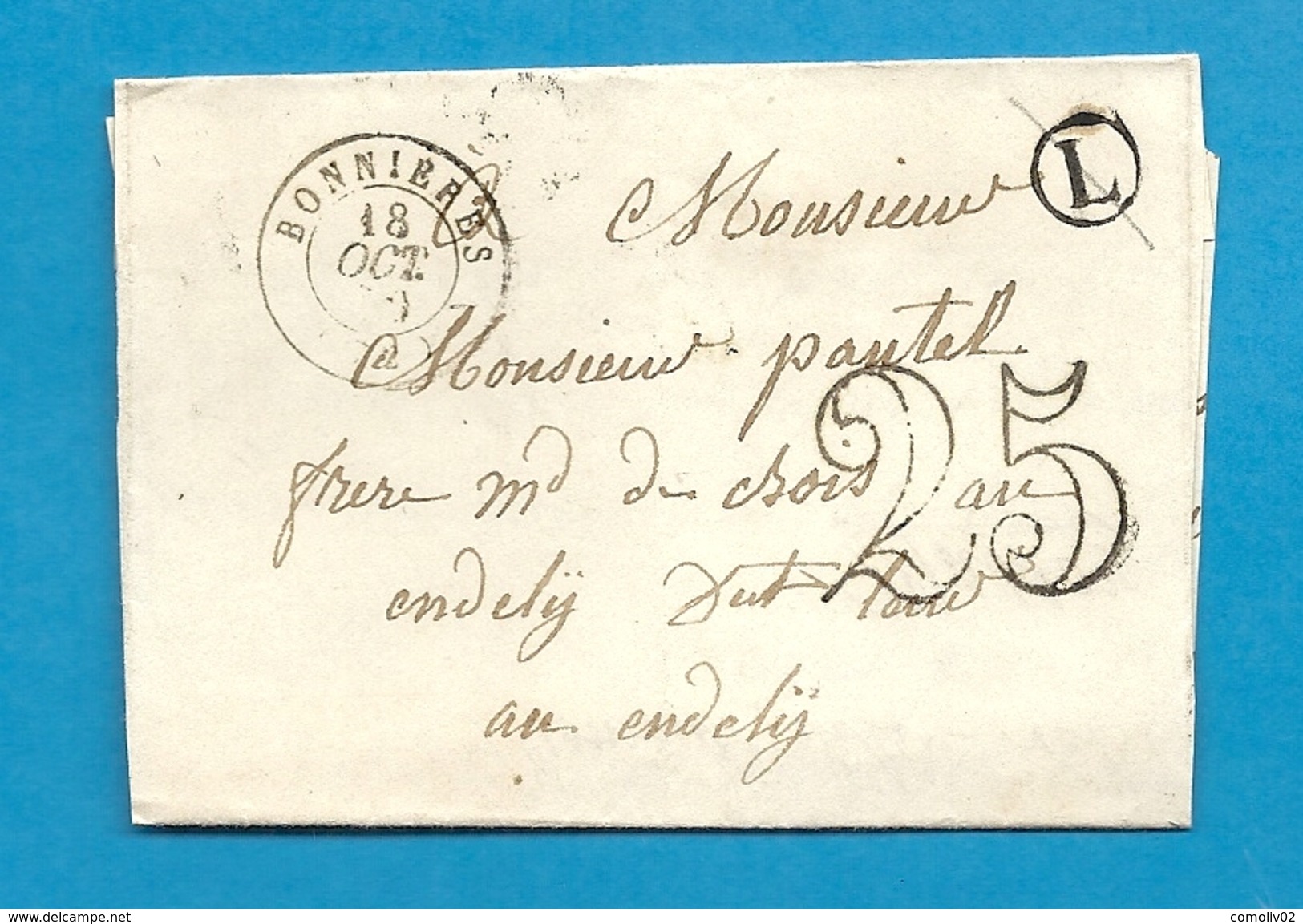 Seine Et Oise - Bonnieres Pour Les Andelys. CàD Type 15 + Taxe Tampon 25 - 1849-1876: Période Classique