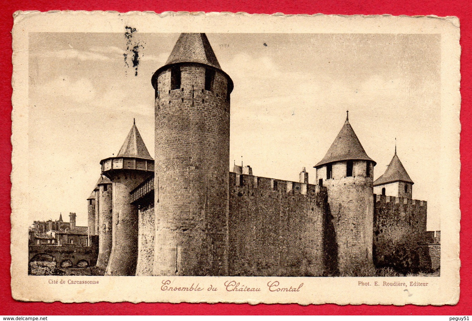 Franchise Militaire. Cachet De L'Ecole Auxiliaire De Pilotage N. 20 - Carcassonne Sur CP Carcassonne Château Comtal. - Guerre De 1939-45