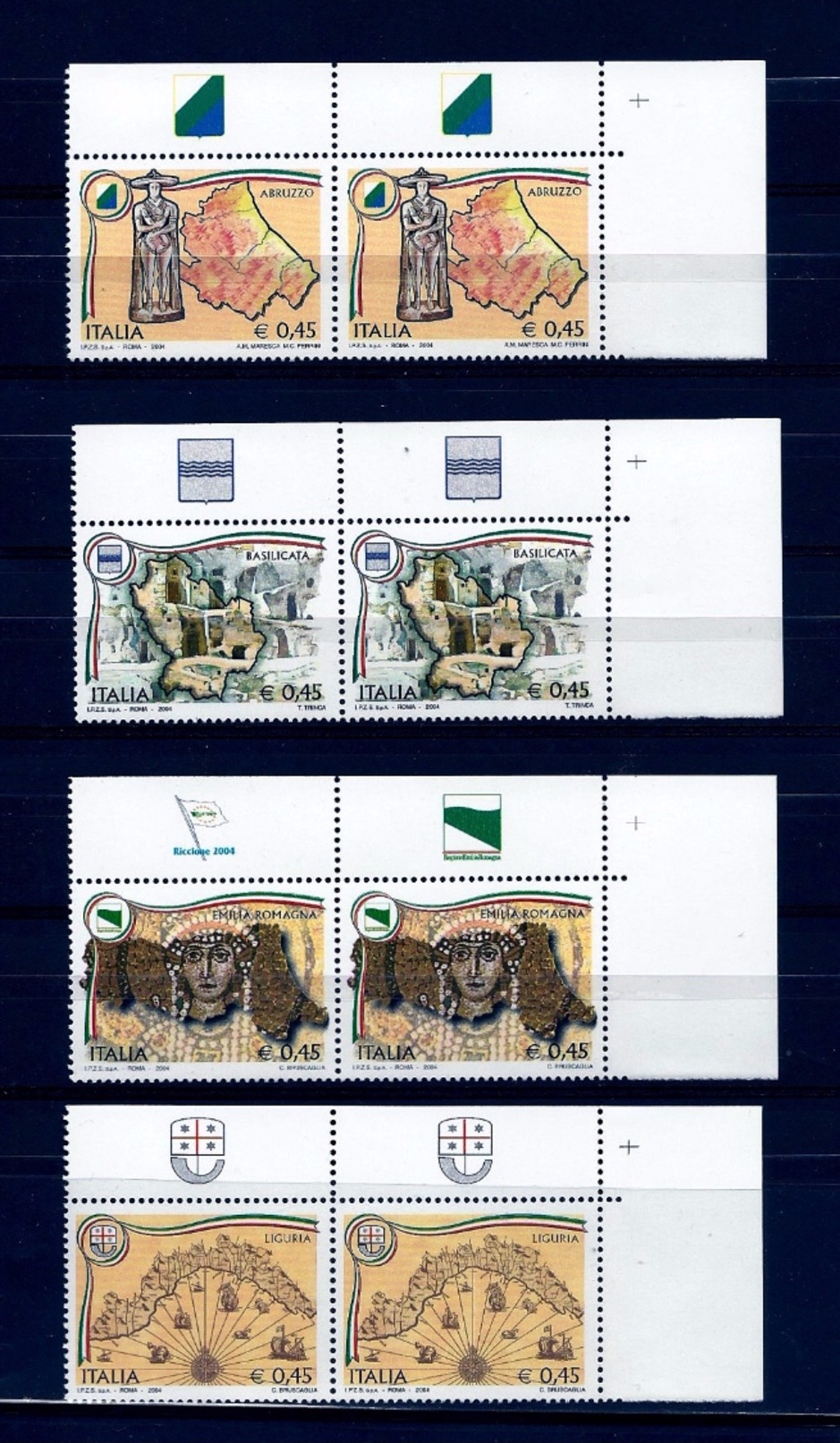 Italia 2004 - Le Regioni D'Italia. 1a Emissione. 4 Copie Con Appendici - 2001-10: Neufs