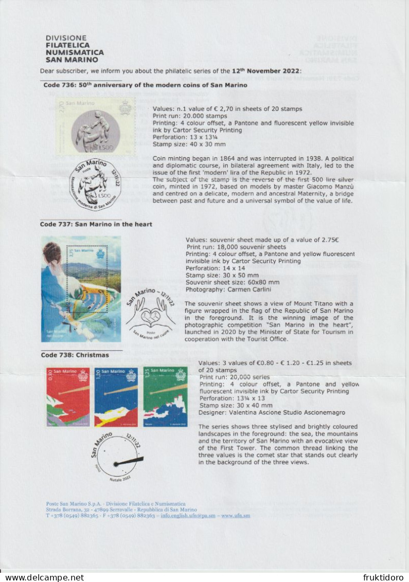 San Marino Brochures Issues 2018-2022 Juventus - Tintoretto - Comics - Europa Ancient Postal Routes - Pope John Paul II