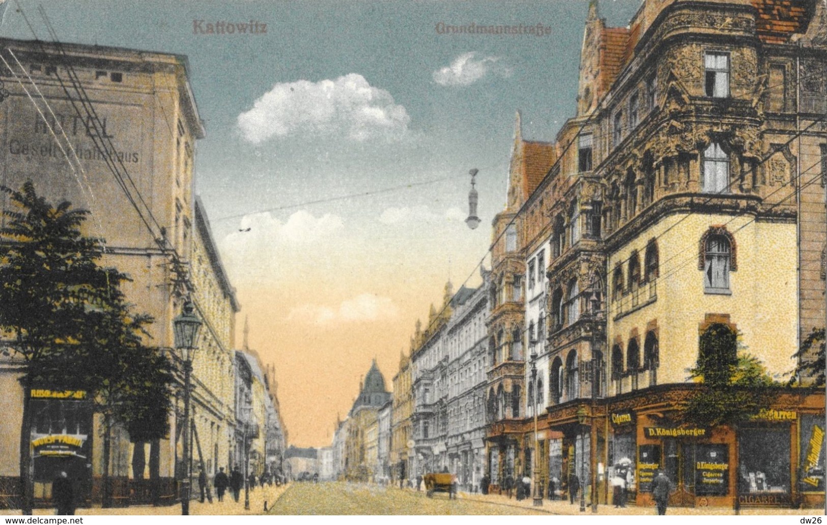 Pologne - Kattowitz 1920 - Grundmannstrasse - Carte Colorisée - Polonia