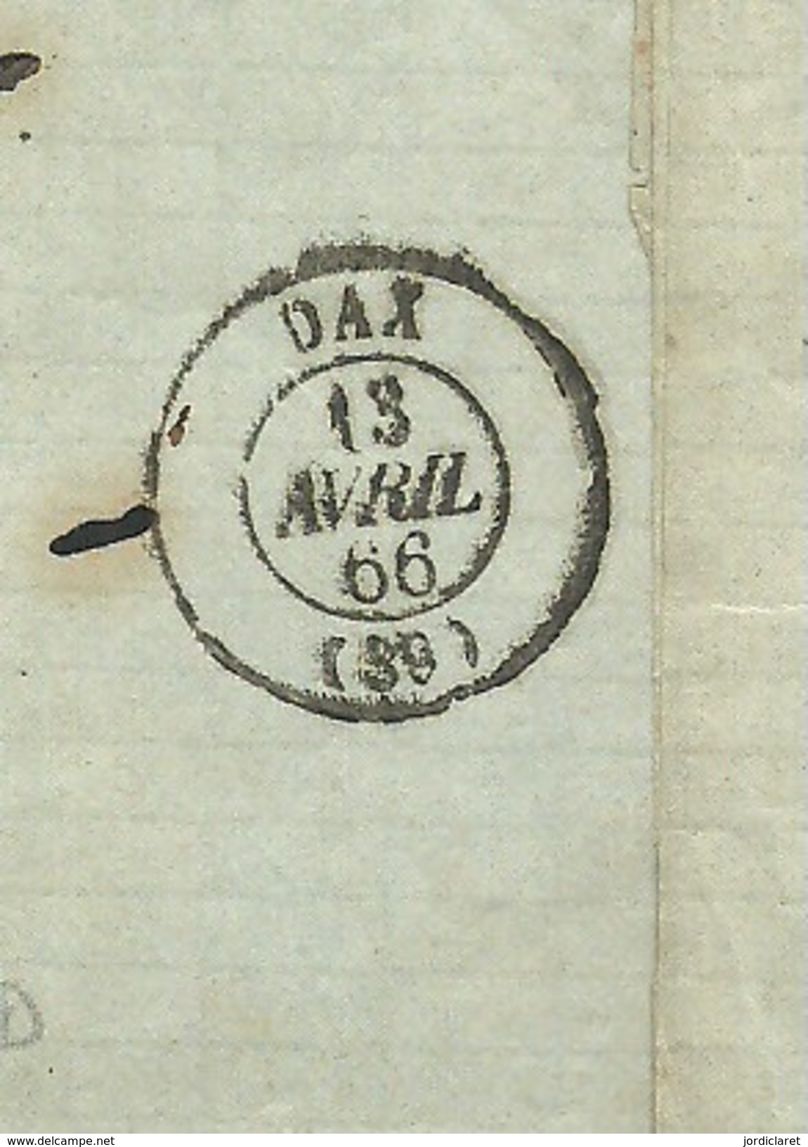 LETTER 1856  A DAX SCANER - 1849-1876: Période Classique
