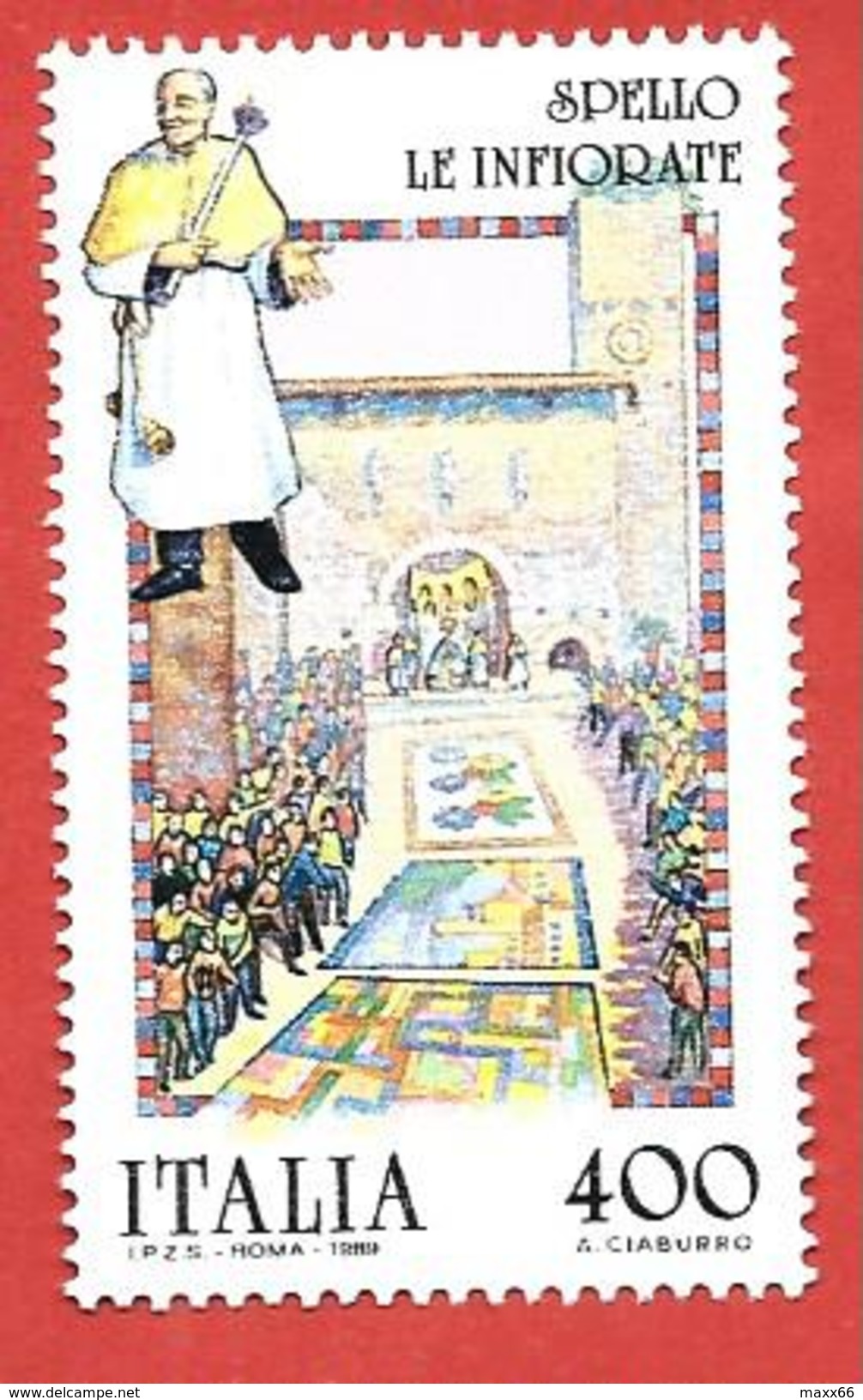 ITALIA REPUBBLICA MNH - 1989 - Folclore - Infiorate Di Spello - £ 400 - S. 1866 - 1981-90: Mint/hinged