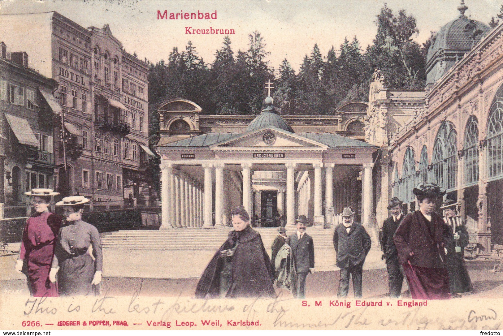 Marienbad In Tschechien.Kreuzbrunn-S.M.König Eduard V. England.-Handkolorierte Künstlerkarte. - Otros & Sin Clasificación