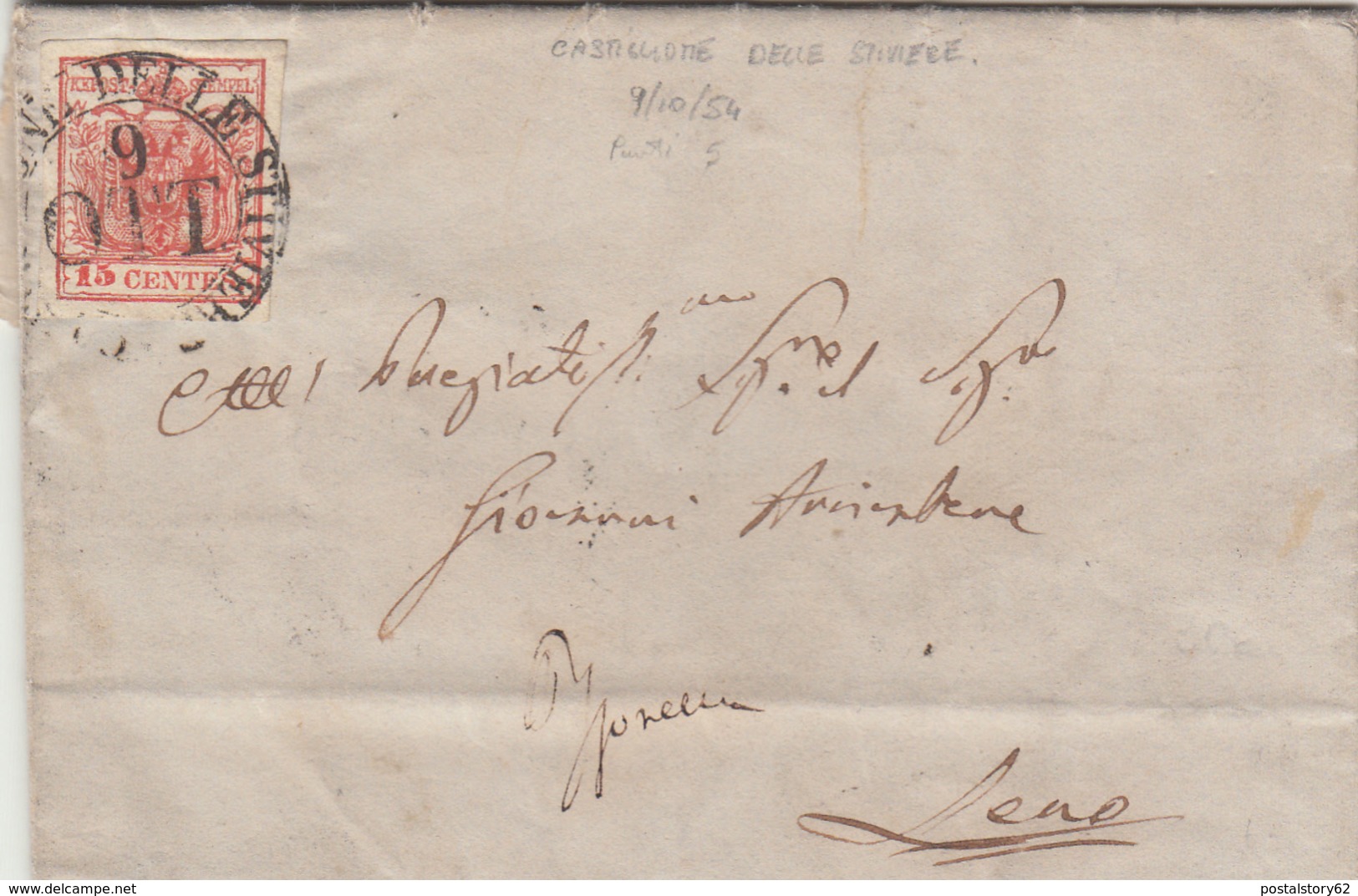 Castiglion Delle Stiviere Per Leno. 1854 Lettera Con Contenuto - Lombardije-Venetië
